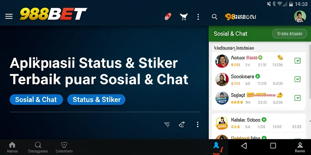 Tampilan antarmuka aplikasi 988BET dengan beragam stiker menarik.