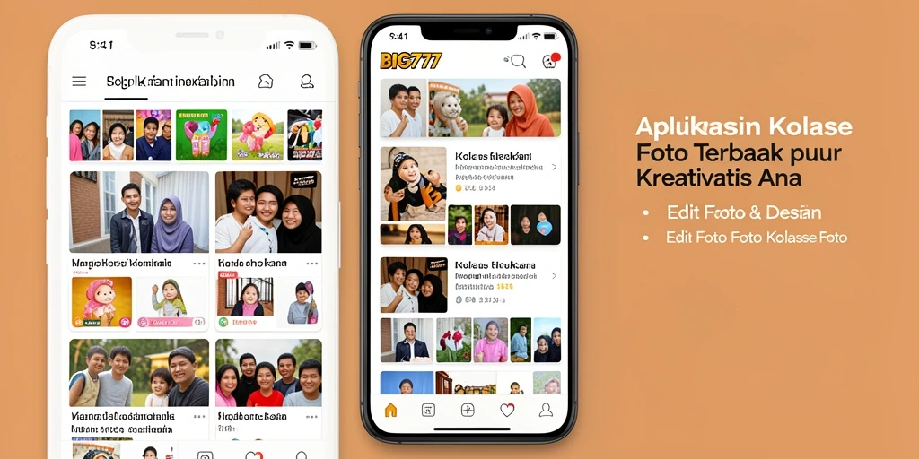 Tampilan antarmuka pengguna BIG777 untuk membuat kolase foto yang menarik.