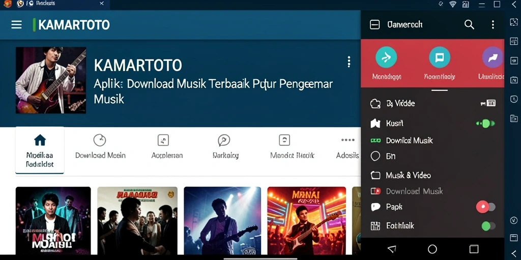 Antarmuka aplikasi KAMARTOTO yang intuitif untuk Download Musik.