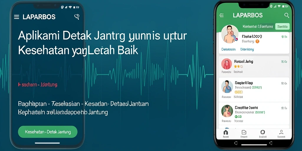 Antarmuka utama LAPARBOS menampilkan pengukuran detak jantung dan grafik tren.