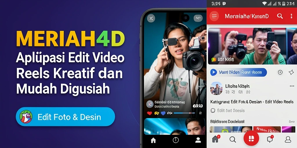 Screenshot antarmuka MERIAH4D menampilkan fitur Edit Video Reels yang menarik.