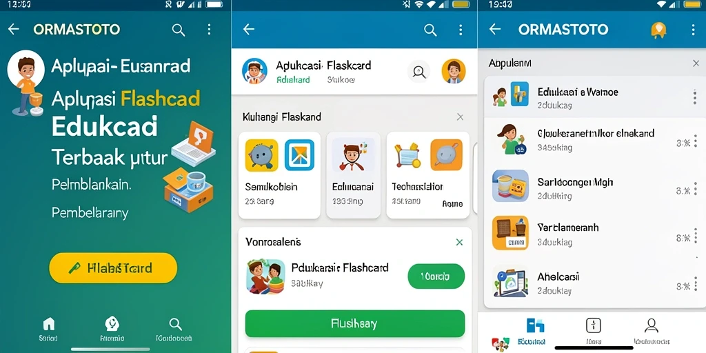 Tampilan antarmuka aplikasi Flashcard ORMASTOTO yang interaktif dan menarik.