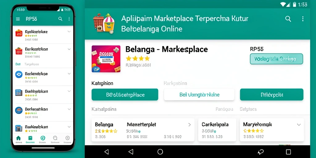 Tampilan antarmuka aplikasi RP55 yang sederhana dan efisien untuk belanja online.