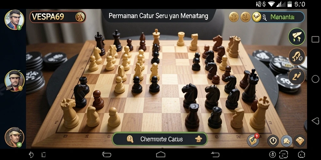 Tampilan antarmuka VESPA69 saat memainkan game Catur.