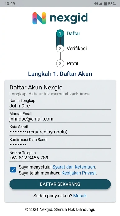 Cara Registrasi Akun Nexgid untuk Pengguna Android